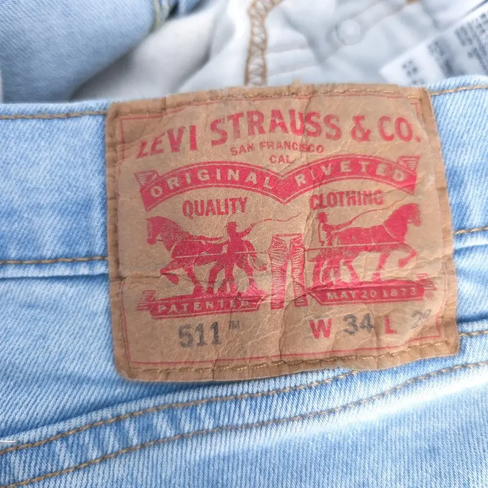 Levis Women 511 All Season Tech Comfort Stretch Lightwash Distress Classic 31x29 - Picture 10 of 14